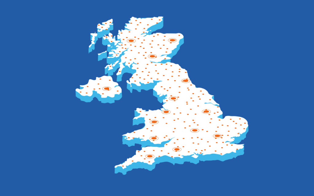 uk map showing franchise locations