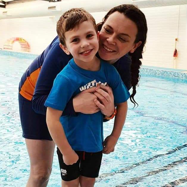 water babies teacher sarah arkle and her son