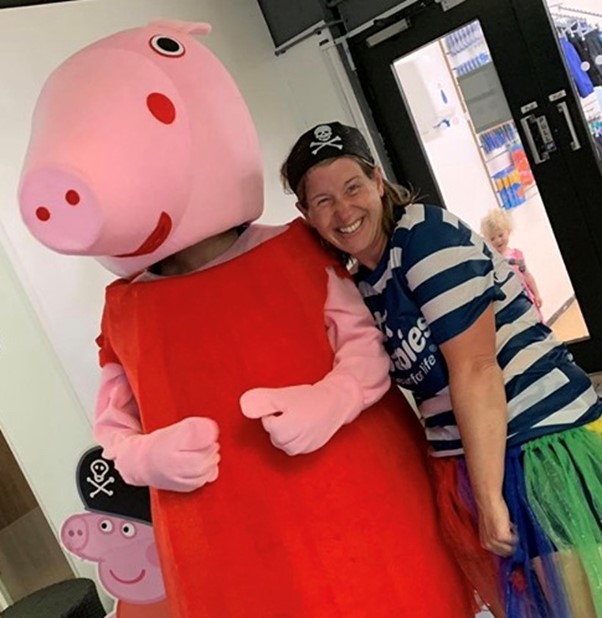 katy patient at her water babies splashathon lesson